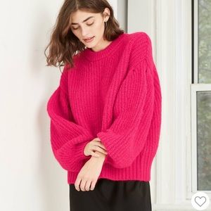 Balloon sleeve knit sweater